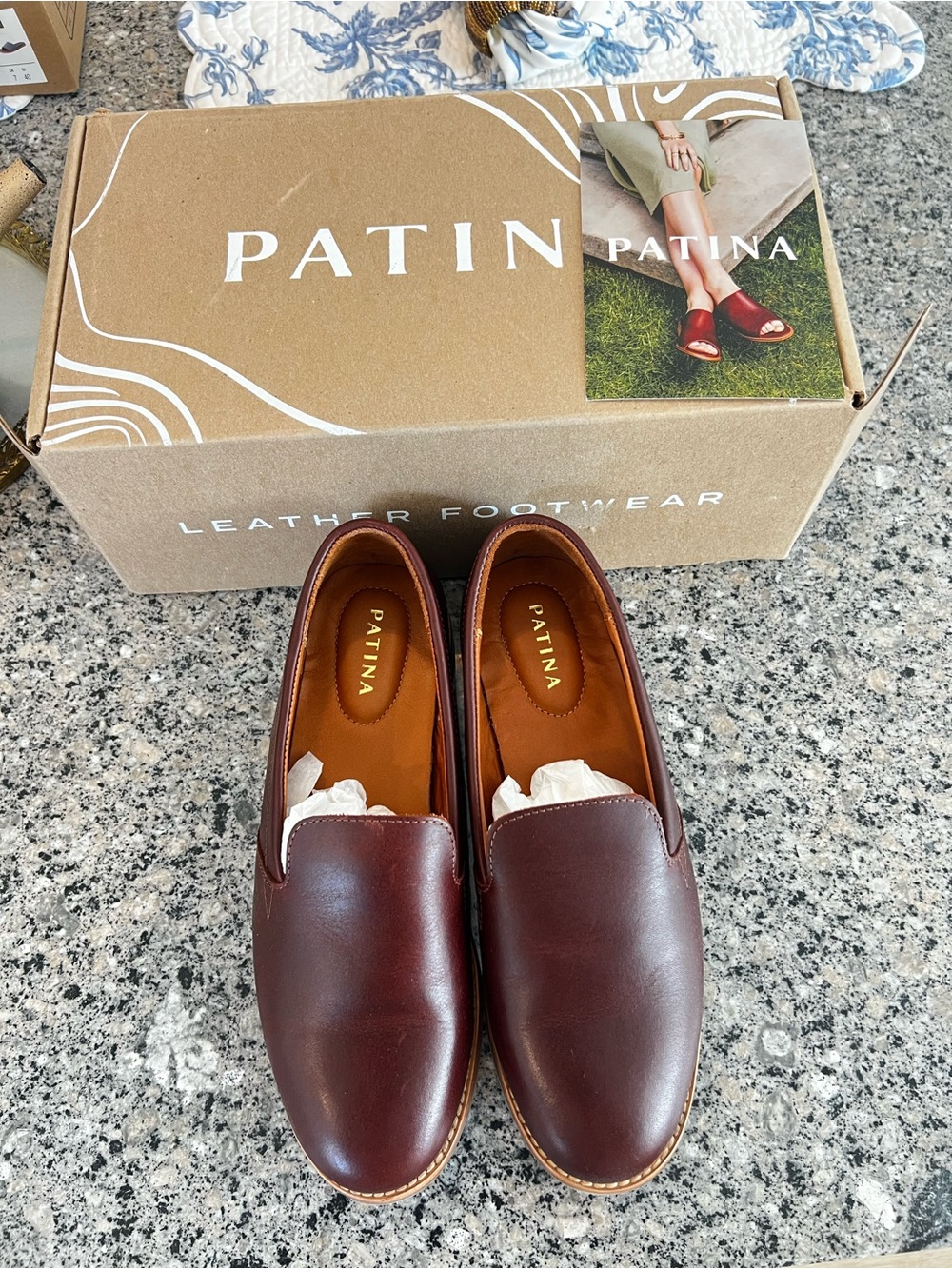 Patina Woman’s  Leather Slip-On Loafers - Brown